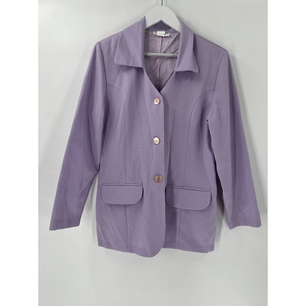 Lew Magram Vintage Jacket Womens 10 Medium Purple Lightweight Faux Pockets